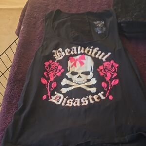 Skull and Roses Graphic Tank Top